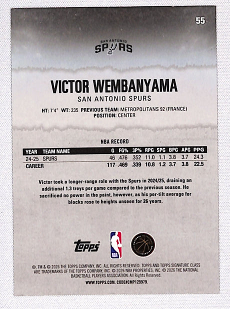 Victor Wembanyama 2025-26 Topps Signature Class Red /25 #55