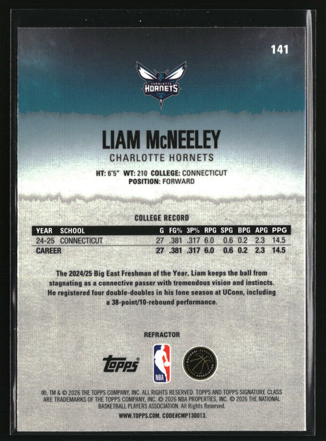 Liam McNeeley 2025-26 Topps Signature Class Chrome Refractors #141
