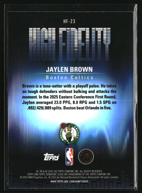 Jaylen Brown 2025-26 Topps Signature Class High Fidelity #HF-23