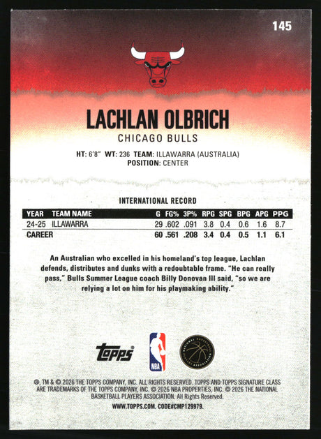 Lachlan Olbrich 2025-26 Topps Signature Class #145