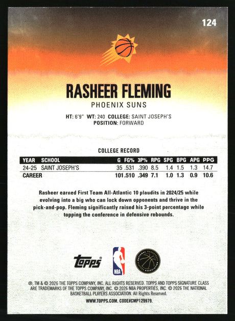 Rasheer Fleming 2025-26 Topps Signature Class #124