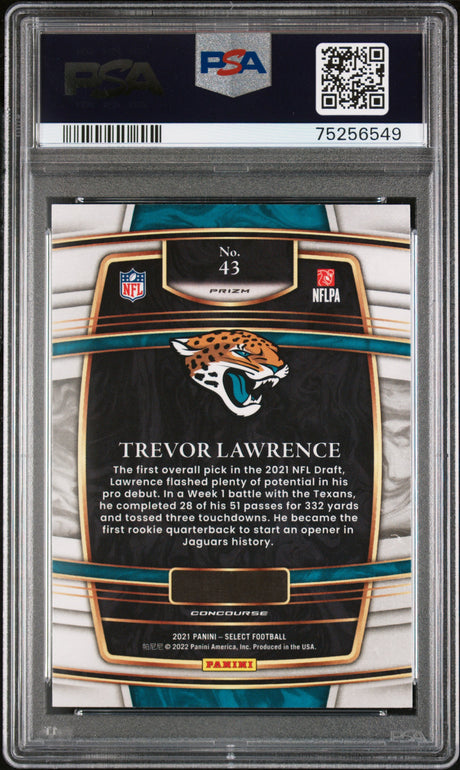 Trevor Lawrence 2021 Panini Select Silver Prizm #43 PSA 10