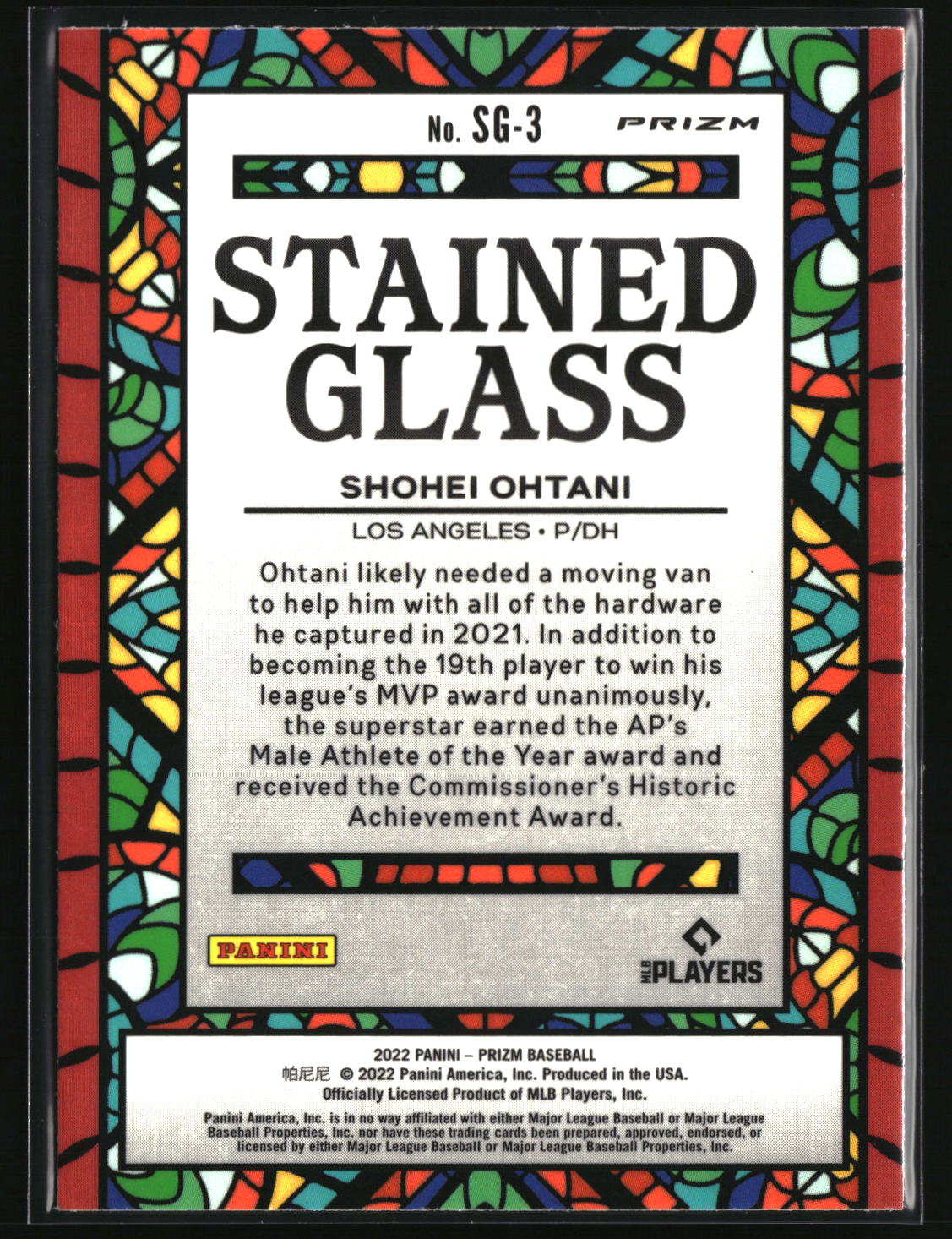Shohei Ohtani 2022 Panini Prizm Stained Glass Red/White/Blue Prizm #SG-3