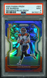 Joe Burrow 2020 Panini Prizm Prizm Red White and Blue #307 PSA 9