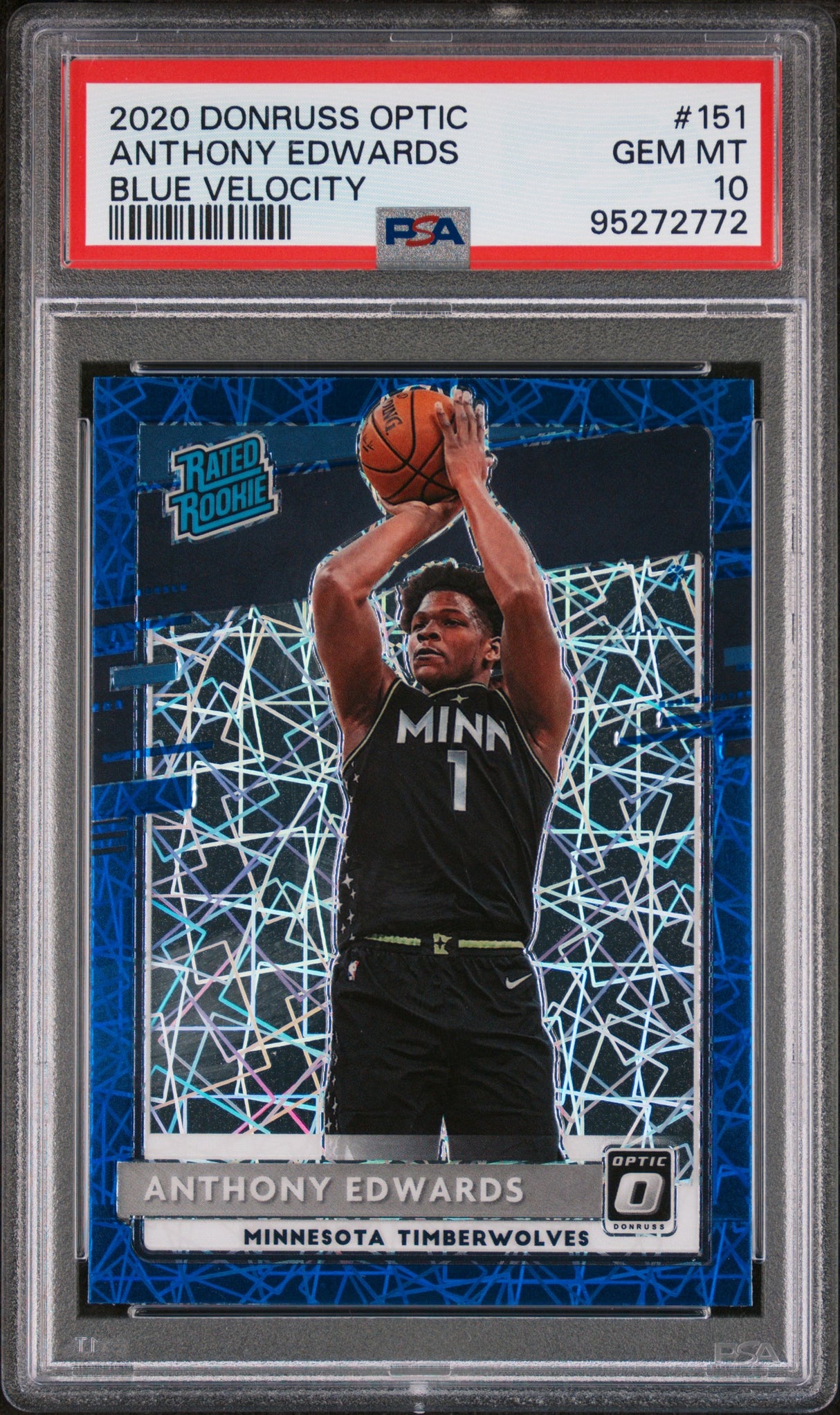Anthony Edwards 2020-21 Donruss Optic Blue Velocity #151 PSA 10