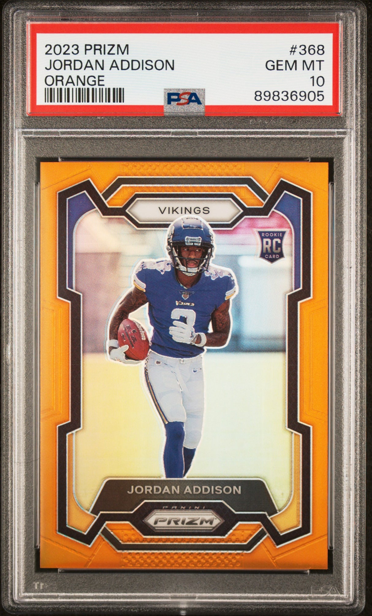 Jordan Addison 2023 Panini Prizm Orange #368 #/249 PSA 10