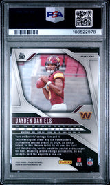 Jayden Daniels 2024 Panini Prizm Neon Green Pulsar #347 PSA 10