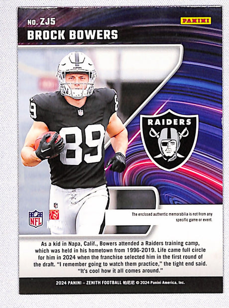 Brock Bowers 2024 Panini Zenith Z Jersey #ZJ5