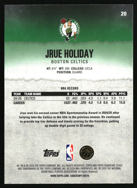 Jrue Holiday 2025-26 Topps Signature Class #20