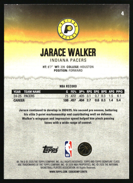 Jarace Walker 2025-26 Topps Signature Class #4