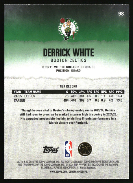 Derrick White 2025-26 Topps Signature Class #98