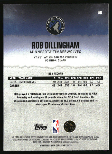 Rob Dillingham 2025-26 Topps Signature Class #60