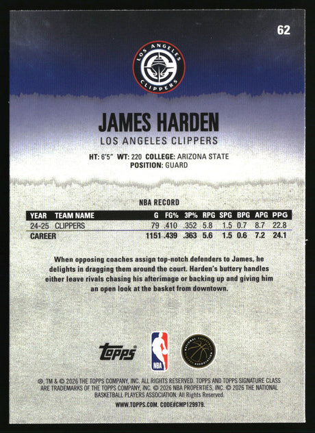 James Harden 2025-26 Topps Signature Class #62