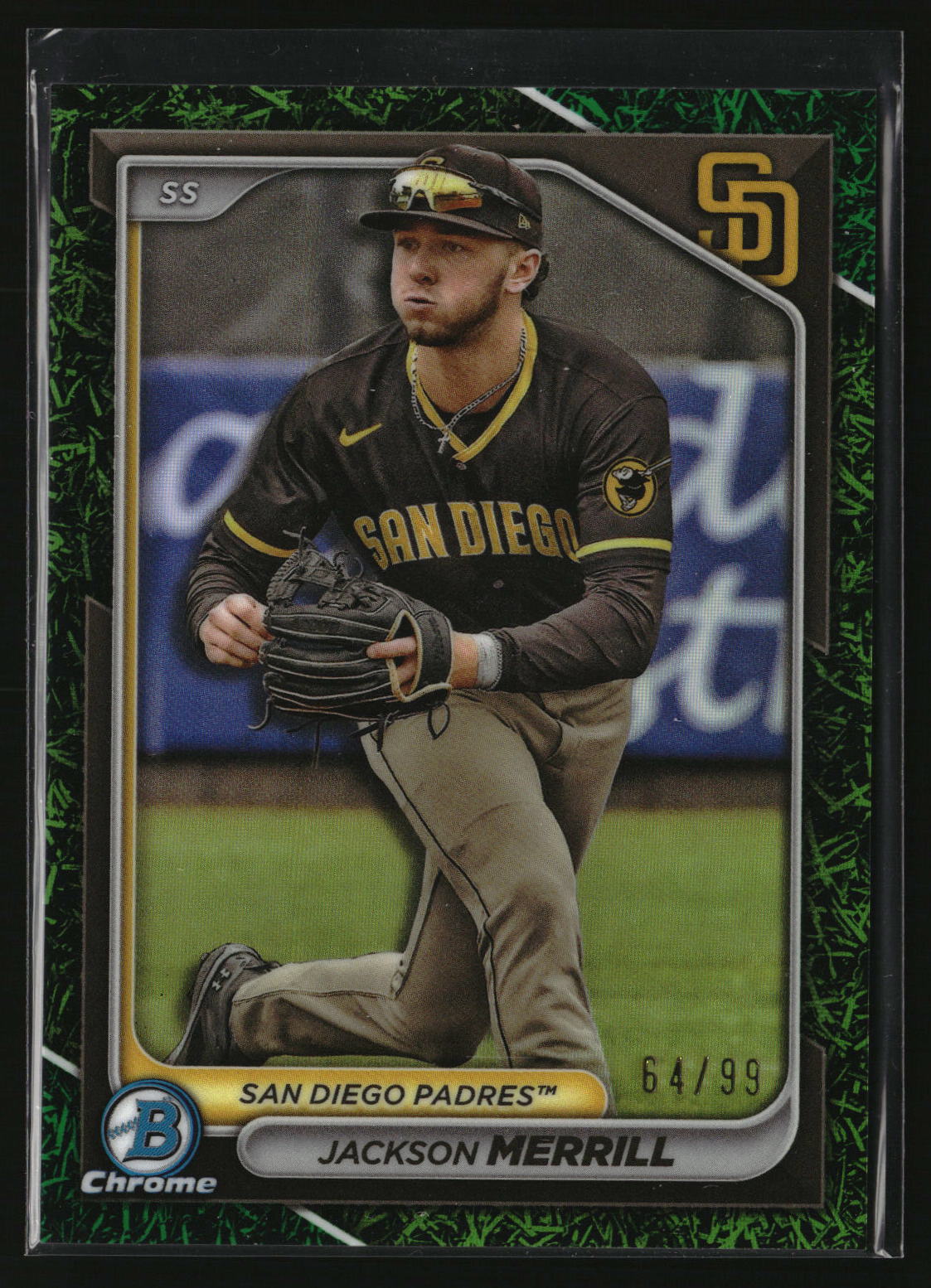 Jackson Merrill 2024 Bowman Chrome Prospects Green Grass Ref #BCP-145 #/99