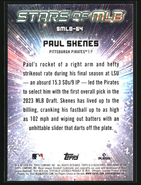 Paul Skenes 2024 Topps Update Stars of MLB #SMLB-64