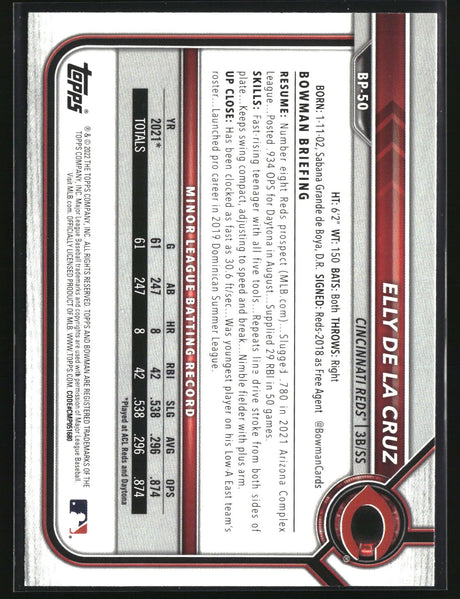 Elly De La Cruz 2022 Bowman Prospects #BP-50