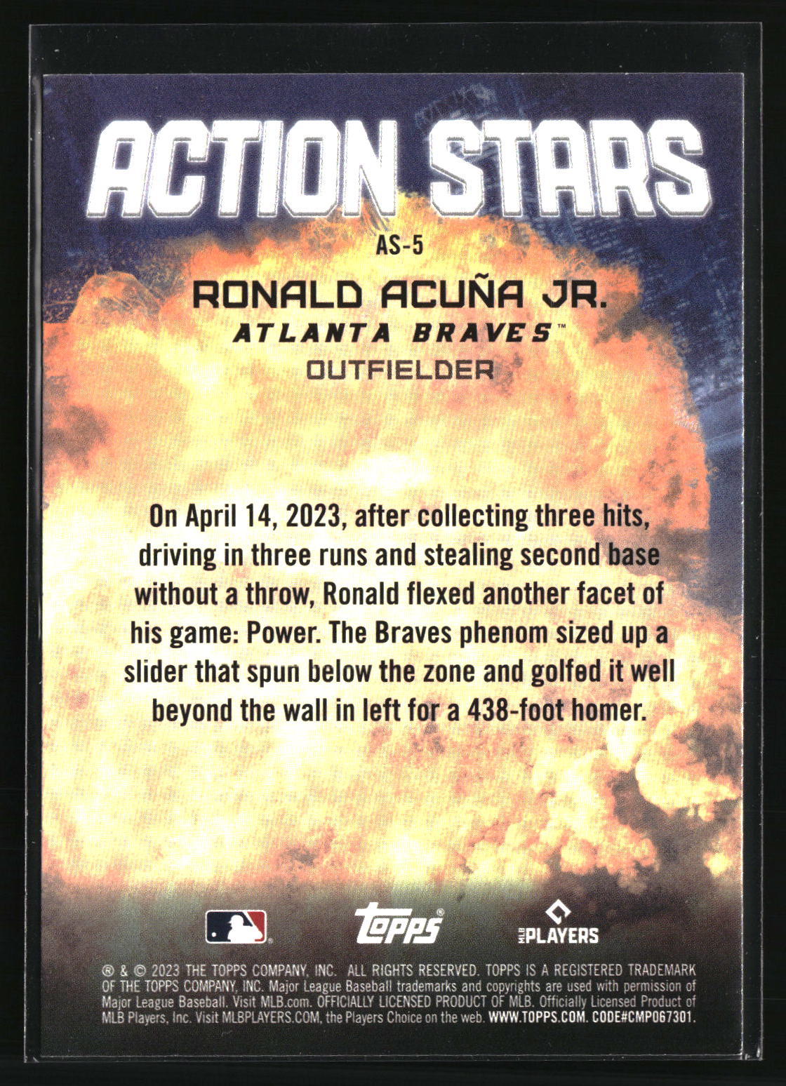Ronald Acuña Jr. 2023 Topps Update Action Stars Blue #AS-5