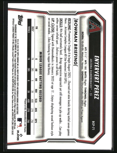 Enyervert Perez 2026 Bowman Chrome Prospects #BCP-71