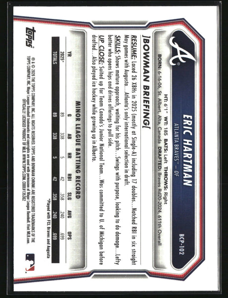 Eric Hartman 2026 Bowman Chrome Prospects #BCP-102