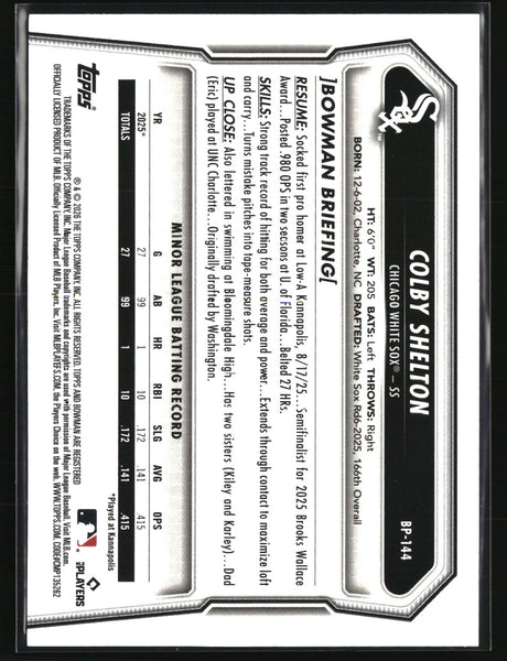 Colby Shelton 2026 Bowman Prospects #BP-144