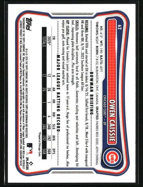 Owen Caissie 2026 Bowman #62