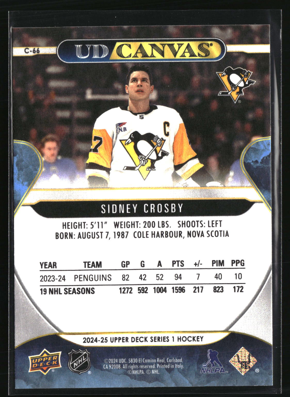 Sidney Crosby 2024-25 Upper Deck UD Canvas #C-66