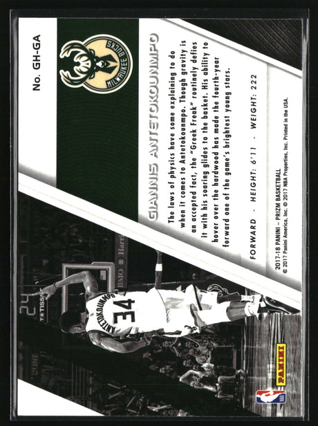 Giannis Antetokounmpo 2017-18 Panini Prizm Get Hyped! #GH-GA