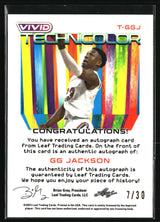 GG Jackson 2022-23 Leaf Vivid Technicolor Autographs Navy Blue #T-GGJ #/30