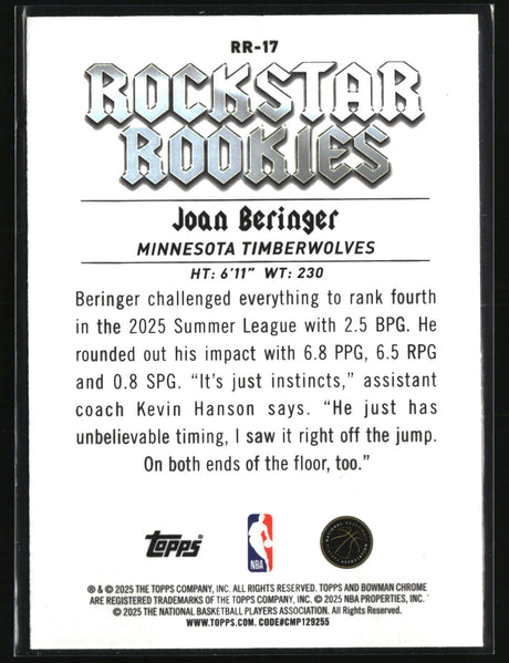 Joan Beringer 2025-26 Bowman Rockstar Rookies #RR-17