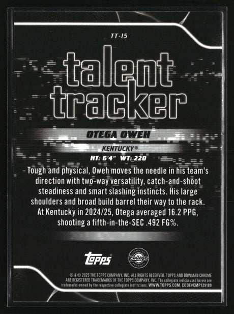 Otega Oweh 2025-26 Bowman Talent Tracker #TT-15