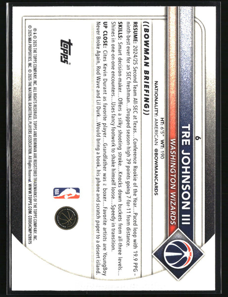 Tre Johnson III 2025-26 Bowman #6