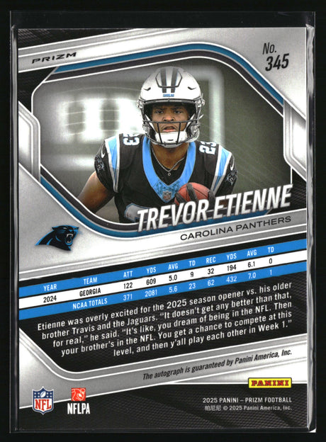 Trevor Etienne 2025 Panini Prizm Prizm Autographs Silver #345