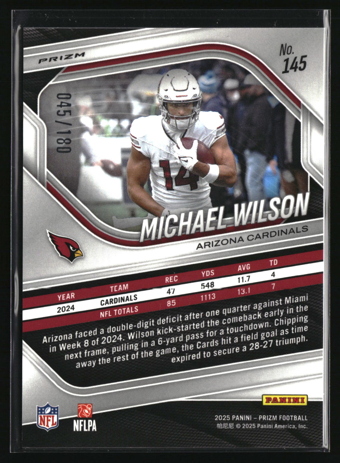 Michael Wilson 2025 Panini Prizm Pigskin #145 #/180
