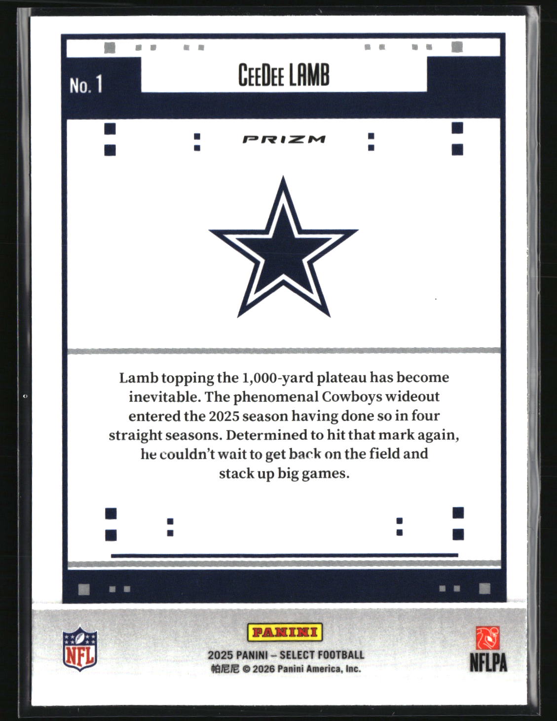 CeeDee Lamb 2025 Panini Select Score Select Throwback Prizm #1