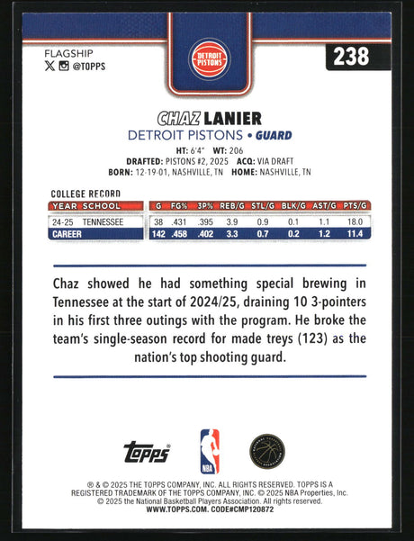 Chaz Lanier 2025-26 Topps #238