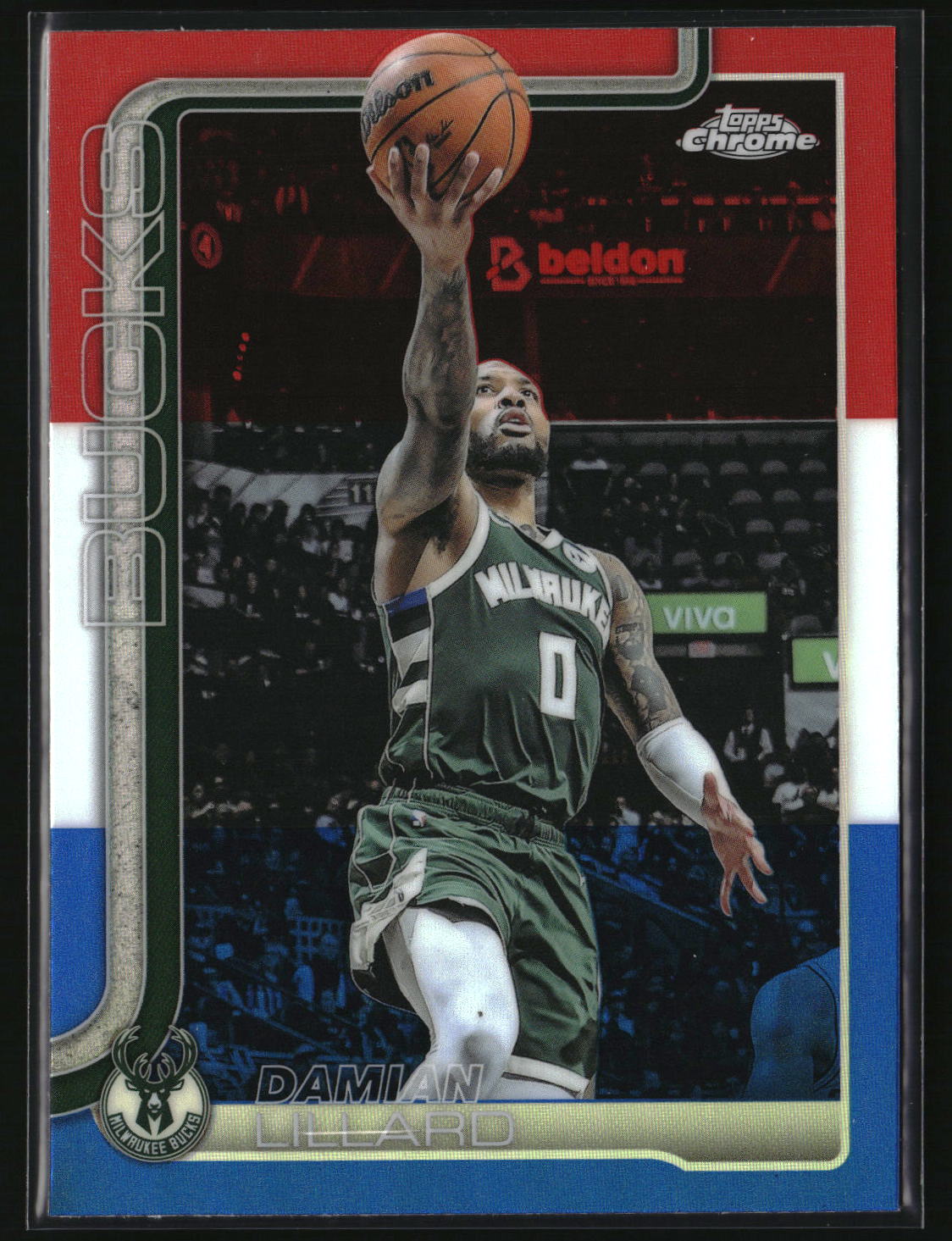 Damian Lillard 2025-26 Topps Chrome Red White and Blue Refractor #153