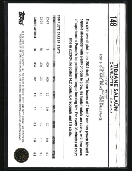 Tidjane Salaün 2024-25 Topps Chrome #148