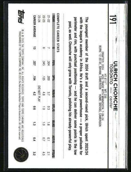 Ulrich Chomche 2024-25 Topps Chrome #191