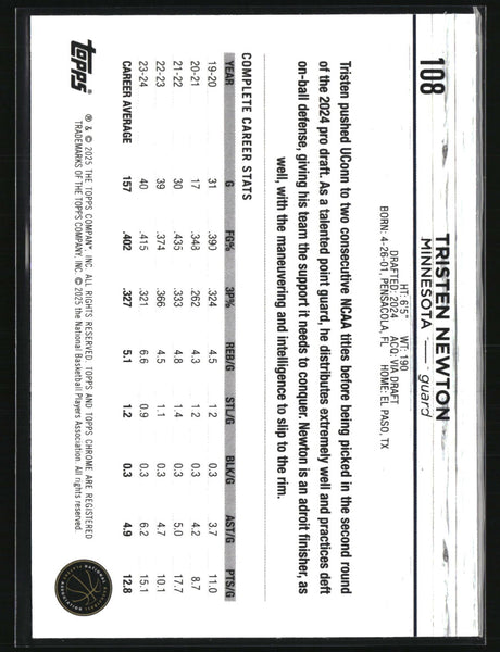 Tristen Newton 2024-25 Topps Chrome #108