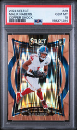 Malik Nabers 2024 Panini Select Copper Prizm Shock #29 #/299 PSA 10