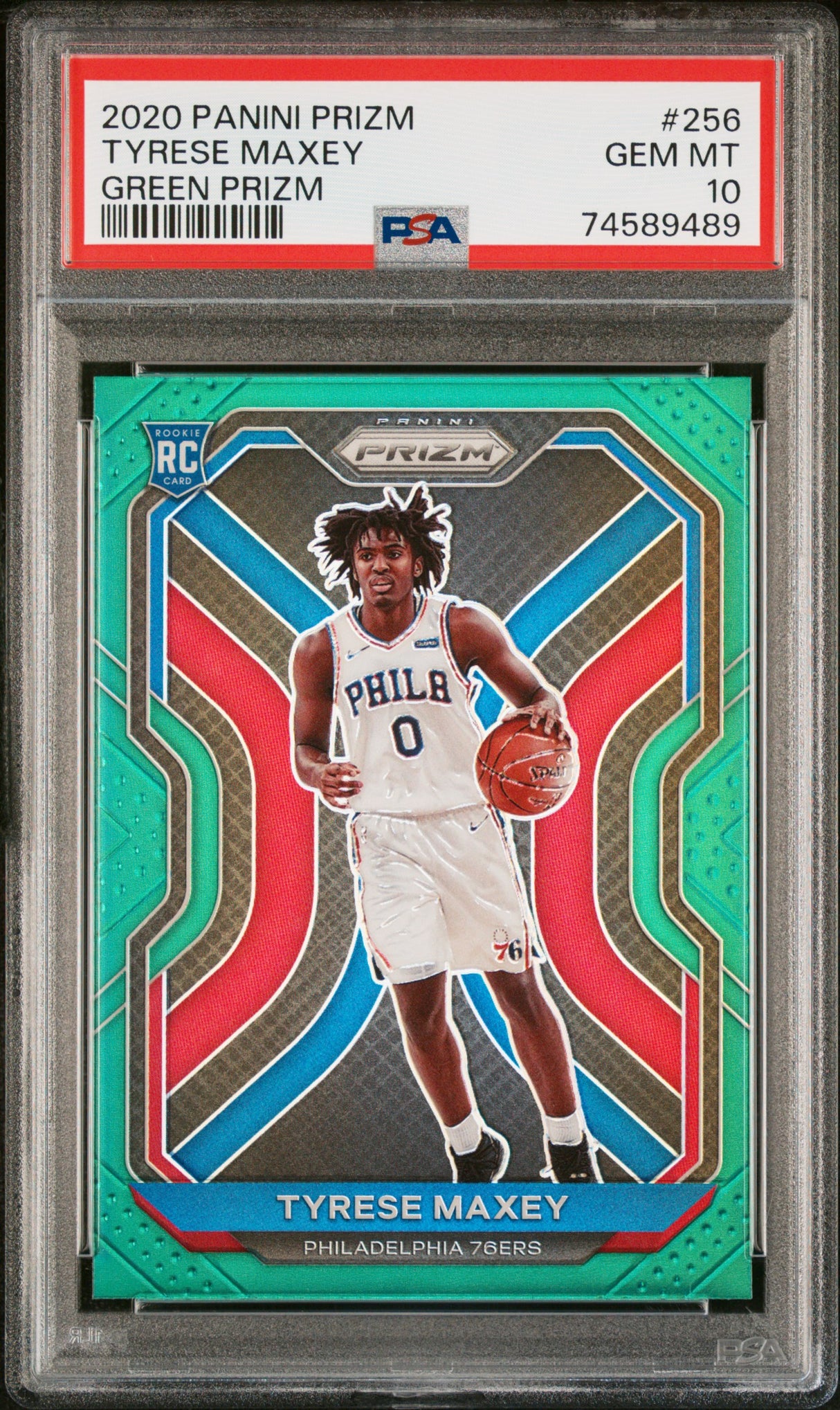 Tyrese Maxey 2020-21 Panini Prizm Green Prizms #256 PSA 10