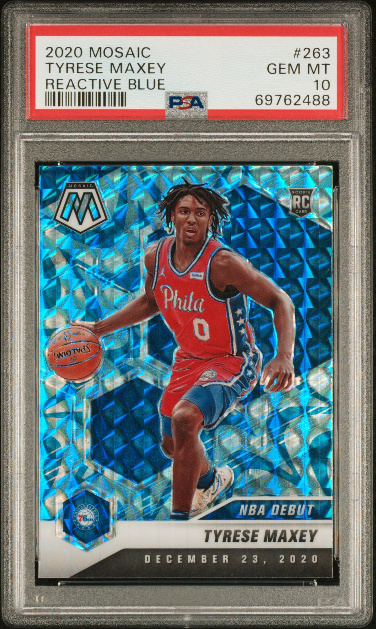 Tyrese Maxey 2020-21 Panini Mosaic Mosaic Reactive Blue #263 PSA 10