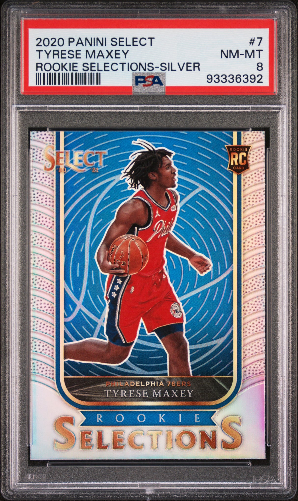 Tyrese Maxey 2020-21 Panini Select Rookie Selections Silver #7 PSA 8
