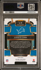 Jahmyr Gibbs 2023 Panini Select Black and Green Prizms Die Cuts #34 PSA 10