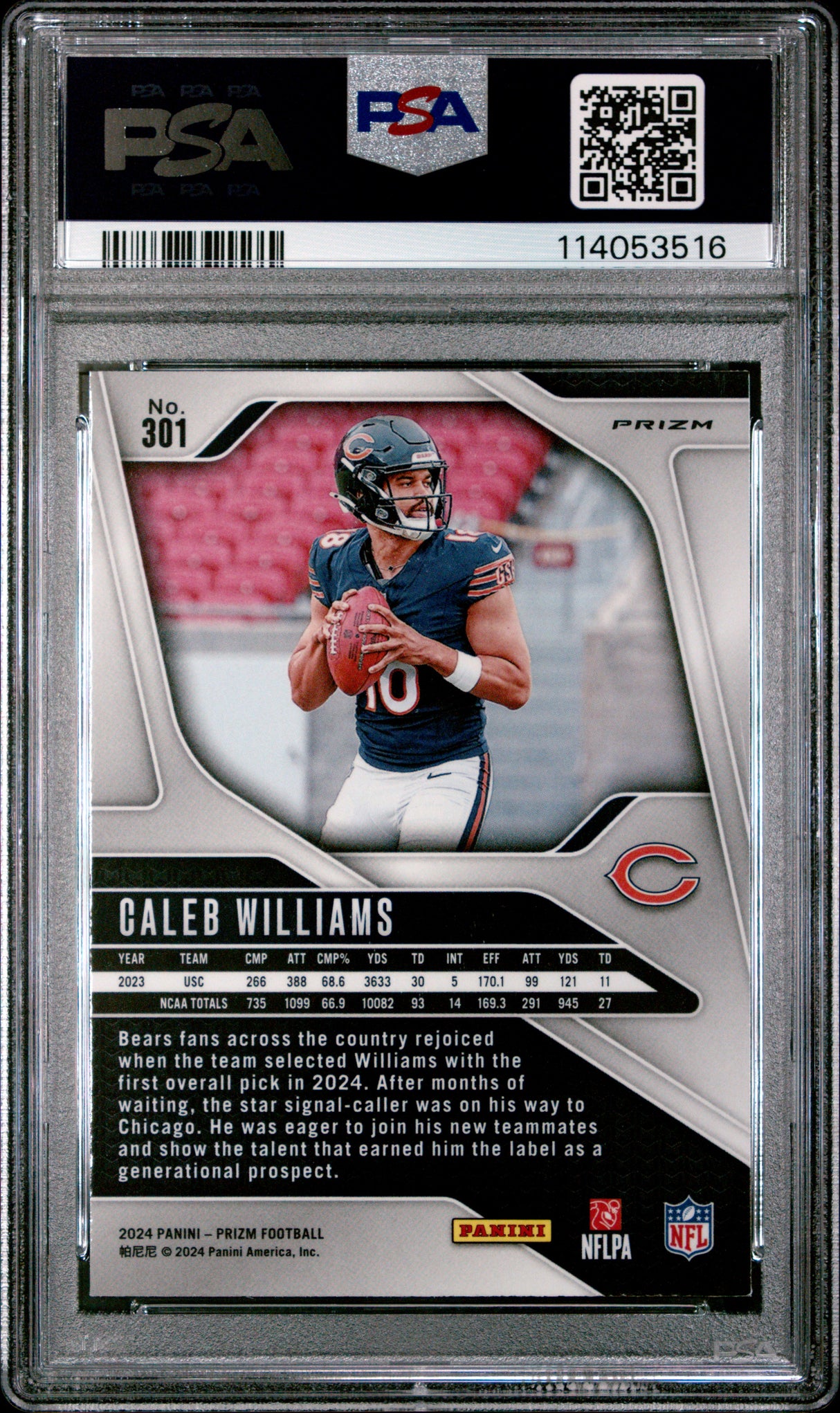 Caleb Williams 2024 Panini Prizm Silver #301 PSA 9
