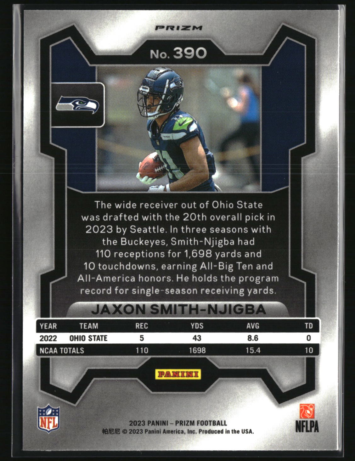Jaxon Smith-Njigba 2023 Panini Prizm - Red White and Blue #390