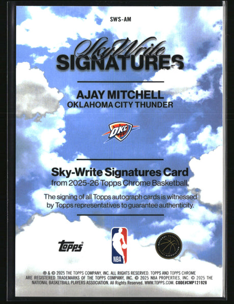 Ajay Mitchell 2025-26 Topps Chrome Sky Write Signatures #SWS-AM