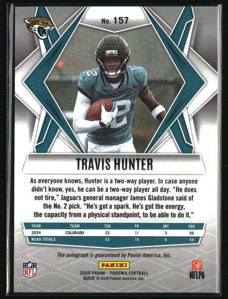 Travis Hunter 2025 Panini Phoenix Base Rookie Autographs Pyramids Prizm #157