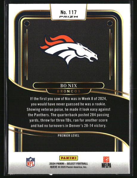 Bo Nix 2024 Panini Select Red & Blue Prizm Shock #30