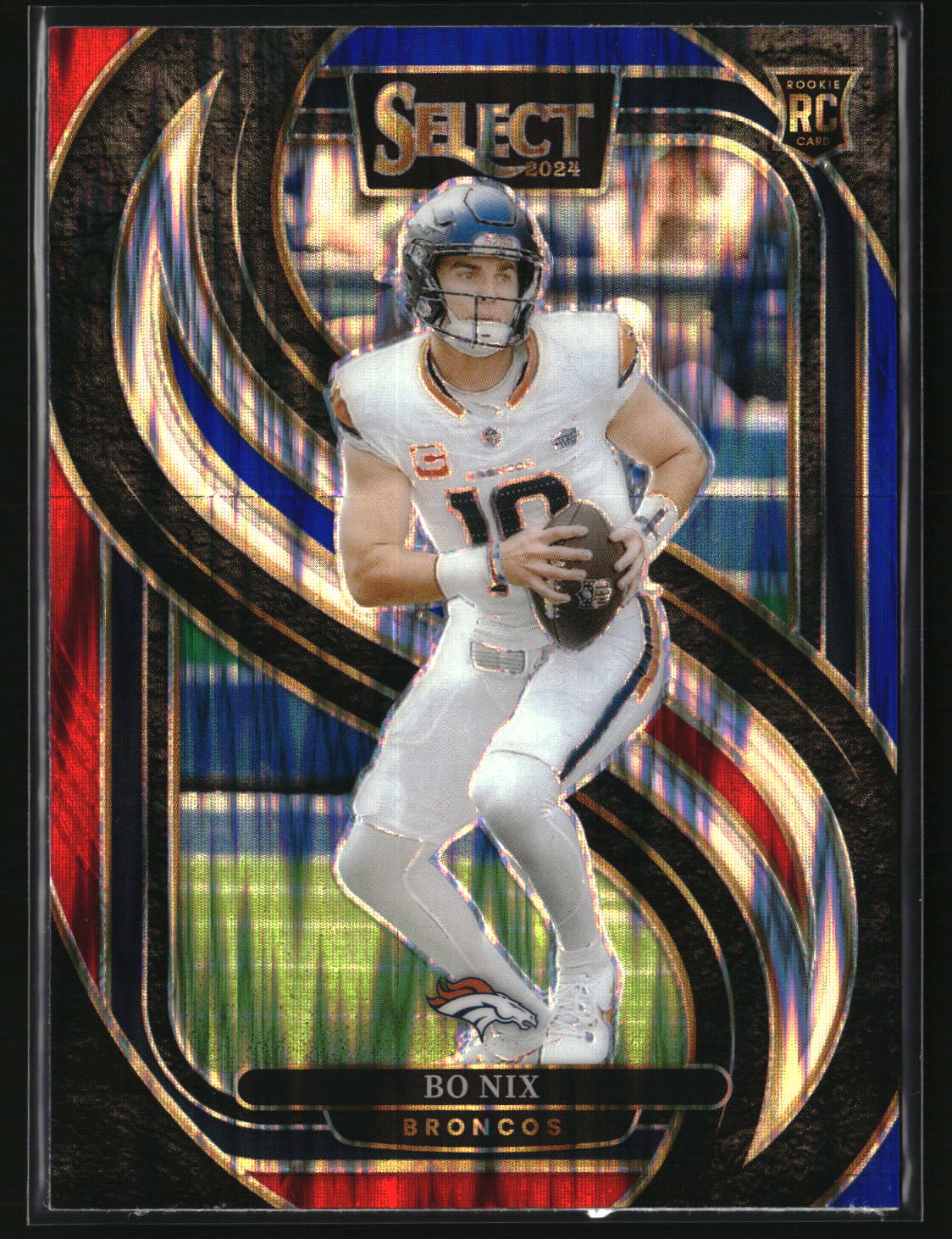 Bo Nix 2024 Panini Select Red & Blue Prizm Shock #30